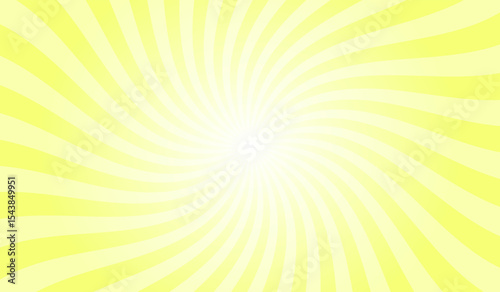 Yellow swirl sunburst background. Laser lemon yellow radial retro glowing rays banner. Abstract retro whirlwind starburst vector abstract background. Twisted radial illustration.
