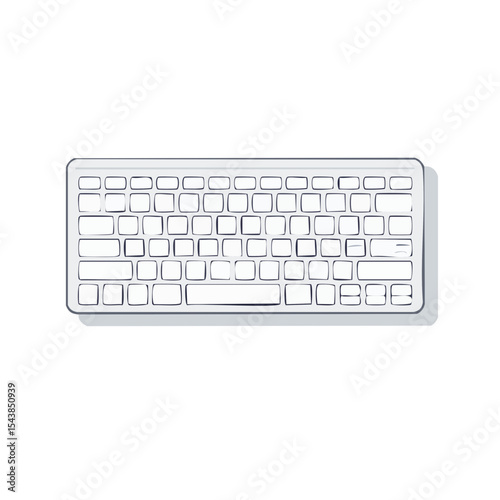 Isolated white computer keyboard on black background minimalist vector illustration for technology productivity and modern office workspace