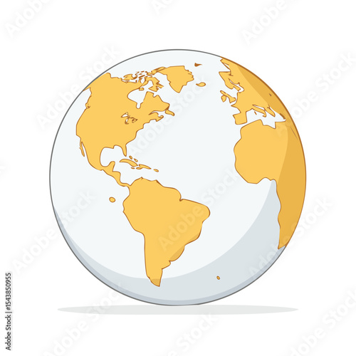 Illustration of Earth globe in orange colors, showcasing continents and oceans for global awareness and educational purposes about geography and world map