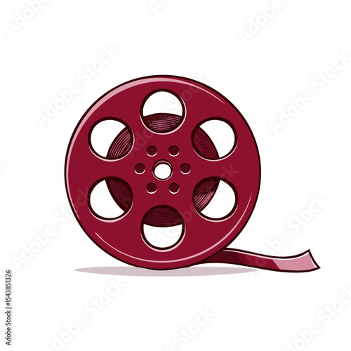 Vintage Film Reel on Black Background Representing Cinema Media and Entertainment