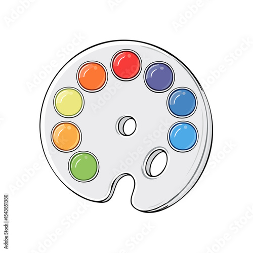 Vibrant Cartoon Paint Palette Displaying Colorful Pigments for Artistic Expression