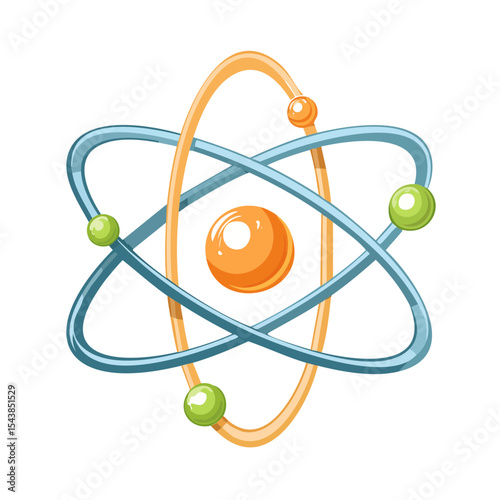 Atom Model Structure Representing Science with Electrons Orbiting Nucleus on Dark Background