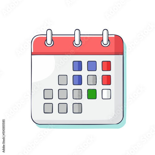 Cartoon style calendar with days marked for scheduling reminders events deadlines anniversaries and planning appointments tasks