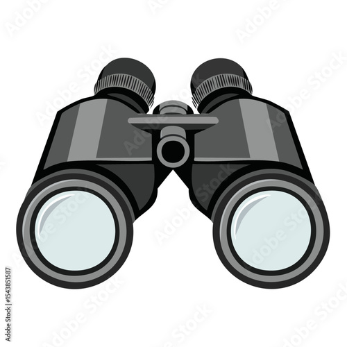 Illustrated Gray Binoculars Optics Observation Equipment on Dark Background Illustration