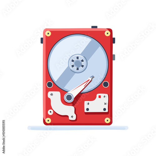 Computer Hard Drive Storage Disk Technology Data Retrieval Red Illustration