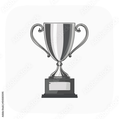 Shiny Silver Trophy Cup Vector Illustration for Achievement Celebration and Award Presentation Success Symbol Competition