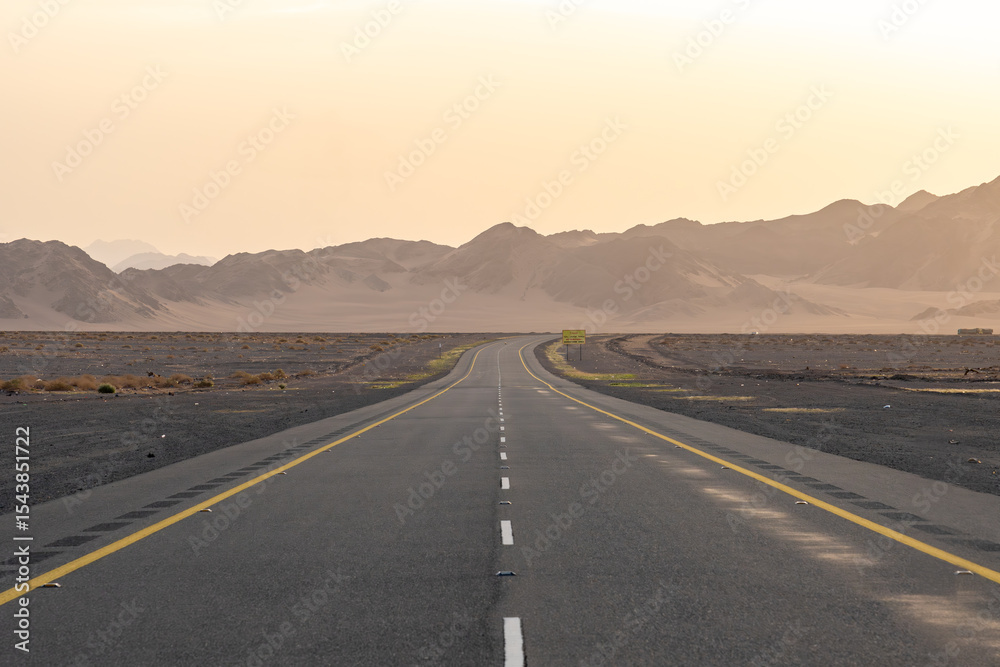 Naklejka premium Scenic desert route from AlUla to Medina, Saudi Arabia