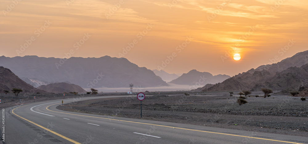 Fototapeta premium Scenic desert route from AlUla to Medina, Saudi Arabia