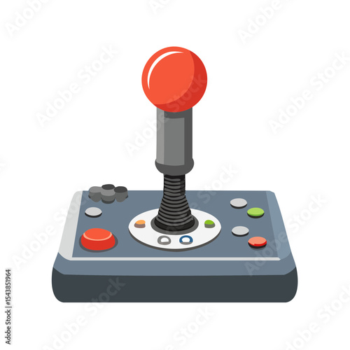 Gaming Console Joystick with Buttons for Arcade Style Play on a Black Background