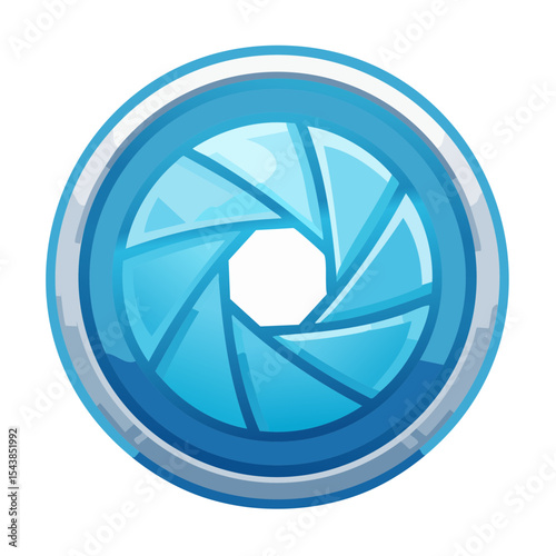 Blue Camera Lens Aperture Illustration, Shutter Mechanism Graphic