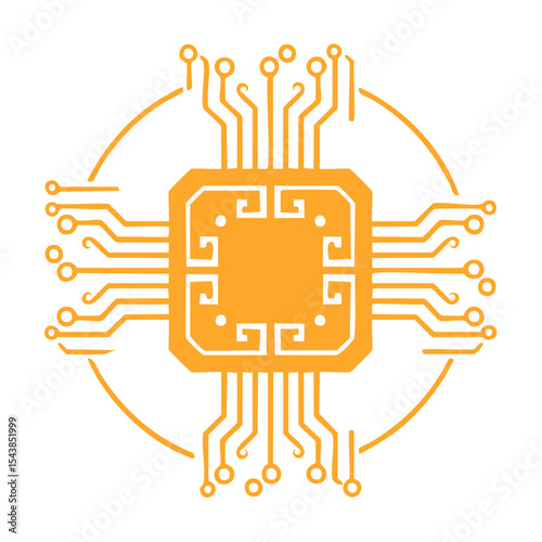 Central processing unit on black background symbolizing artificial intelligence and modern technology vector illustration