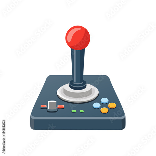 Retro Arcade Game Joystick with Buttons, Entertainment, Vector Illustration