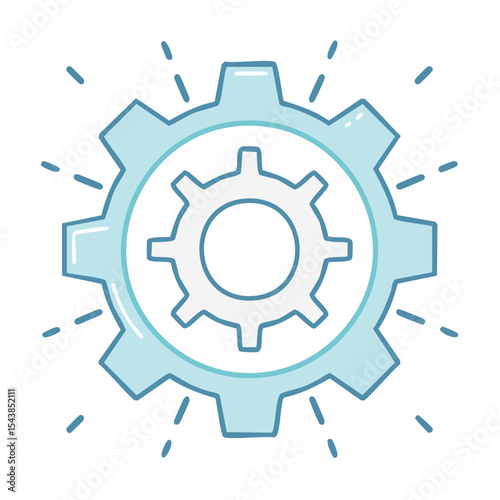 Gear Icon Illustrative Light Blue Cogwheel Technology Industry Efficiency Mechanism Process Production Simple Automation
