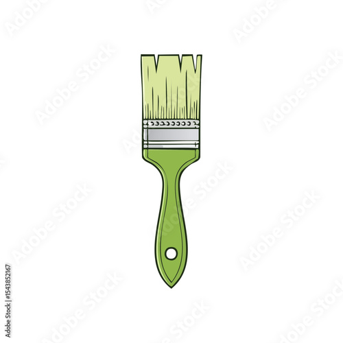 Green paintbrush painting art tool on black backdrop illustration for design and decoration projects creative home improvement tool