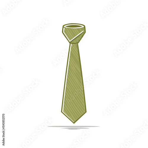 Olive green necktie illustration on black background for business or fashion