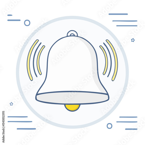 Ringing Bell Illustration on Rounded Background Notification Symbol for Alerts and Reminders Simple Minimalist Design Style for User Interface