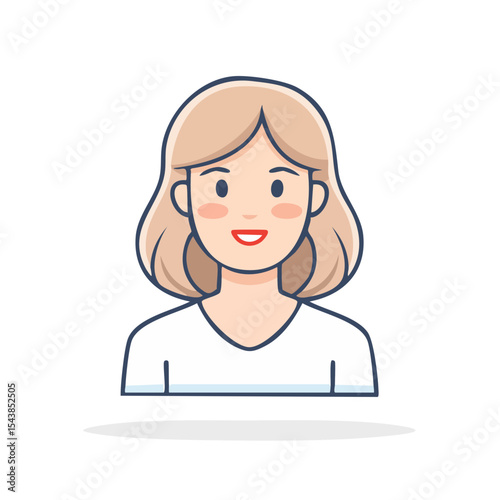 Cartoon Blonde Woman in White Shirt Illustration Avatar Character Design Graphic