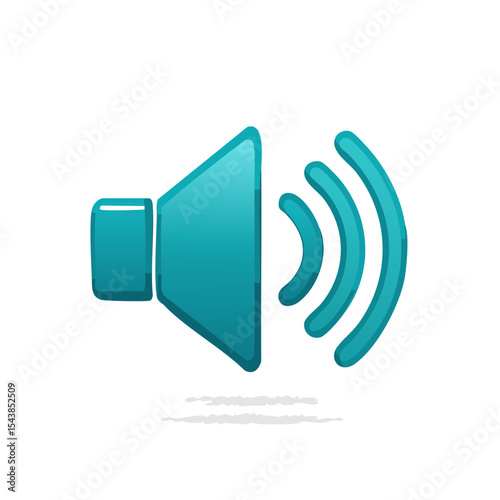 Audio speaker icon emitting sound waves teal and white on black background illustration volume and communication concept
