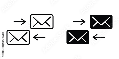 Email Transfer Icon Set for Communication, Data Exchange, and File Sharing. email transfer icon in thin or outline.