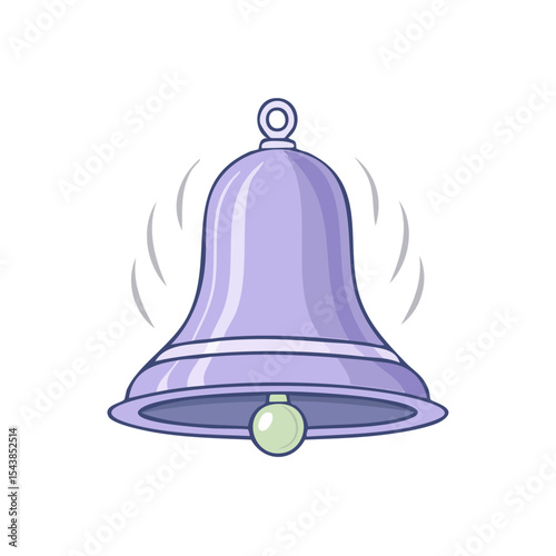 Ringing Purple Bell Illustration Depicting Alert Notification or Celebration on Black Background