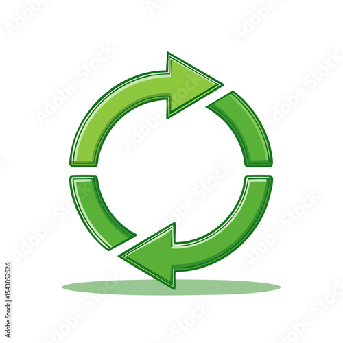 Circular Green Arrows Pointing in a Loop Symbolizing Recycling and Renewal