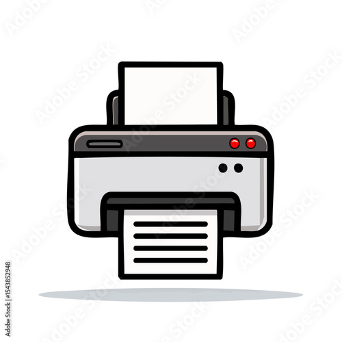 Illustration of a printer machine with paper for office supplies or a printing business concept