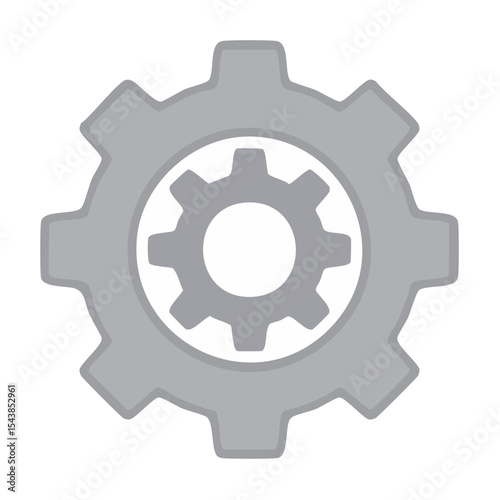 Two gears interlocking, one gray, one white, symbolizing engineering, teamwork, manufacturing, or processing solutions.