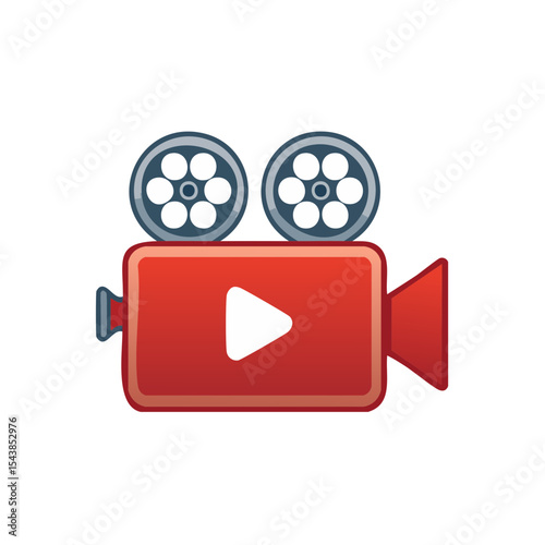 Retro Movie Camera Illustration on Black Background, Filmmaking and Cinema Production