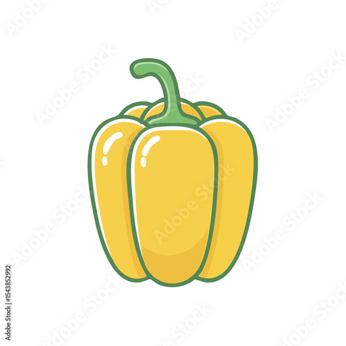 Isolated Yellow Bell Pepper Illustration Fresh Produce Vegetable Single Object Cooking Ingredient Food Preparation Healthy Diet Isolated on Black