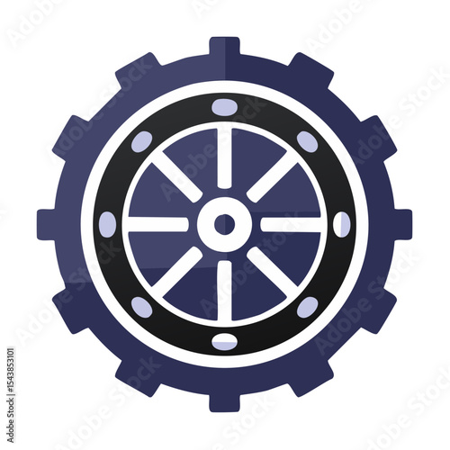 Cogwheel Illustration, Purple Industrial Gear Graphic, Machine Component, Rotating Mechanical Element, Cog Symbol