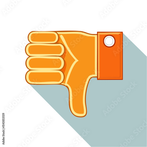 Hand Gesturing Thumbs Down Sign Rejection Disapproval Negative Feedback Concept Orange Colors with Retro Style Line Art