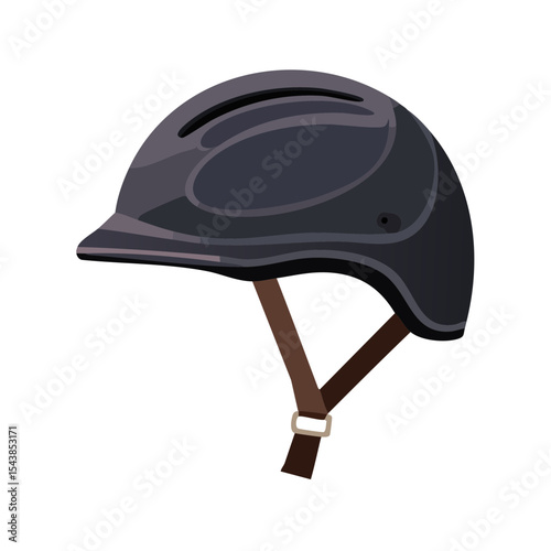 Cartoon illustration of a grey bicycle helmet, safety equipment for cycling isolated on black background
