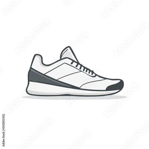 Athletic White Sport Shoe Illustration for Fitness Activities and Casual Wear Design Element Training or Walking in Comfort
