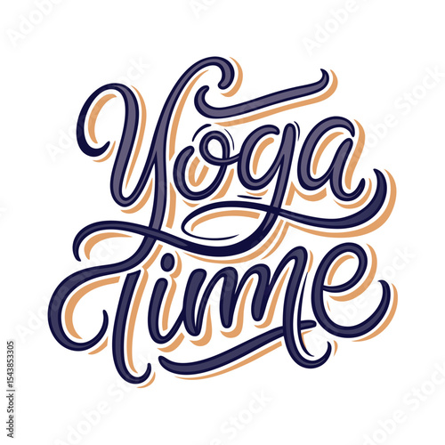 Yoga Time Calligraphy Handwritten Lettering for posters, , T-Shirts.