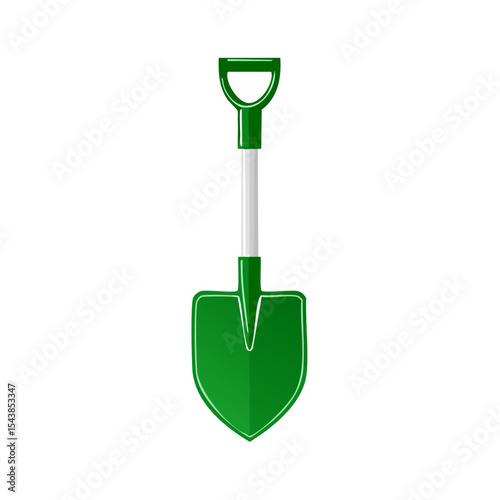 Green shovel illustration, digging tool for construction, gardening, agriculture