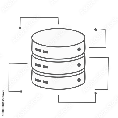 Database server outline icon modern data storage network technology symbol three layers information technology minimalist design