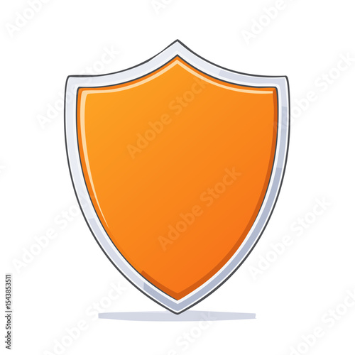 Orange safety shield illustration graphic protection security emblem defense symbol cartoon style concept for games application design icon