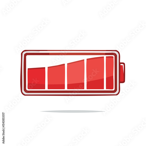 Red battery icon representing charging levels on a black background vector illustration for progress and energy power themes