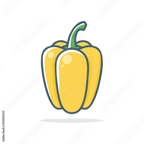 Isolated yellow bell pepper illustration on black background graphic design for healthy eating and vegetarian diets, food concept