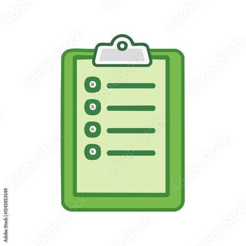 Green Clipboard with Checklist Points for Tasks, Planning, Organization, and Productivity