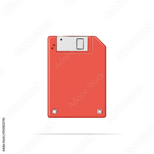 Retro Floppy Disk Flat Vector Illustration Vintage Technology Data Storage Memory Archiving Orange Save Old Computer Isolated on Black
