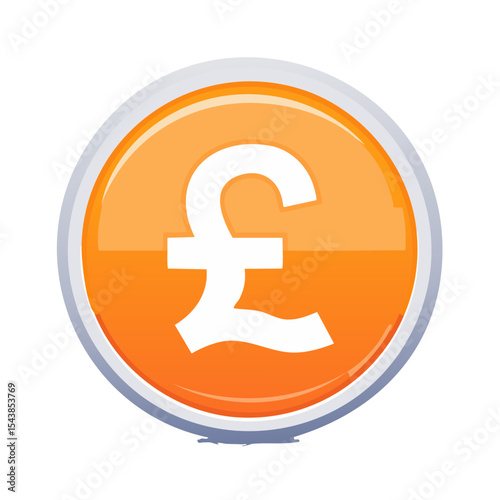 Orange coin with pound symbol Finance and Currency British economy global market wealth earnings investment graphic