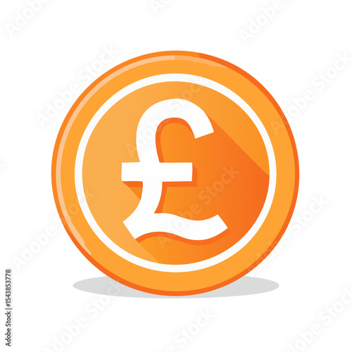 British pound symbol coin graphic illustration economic finance business concept savings investment wealth revenue currency icon illustration