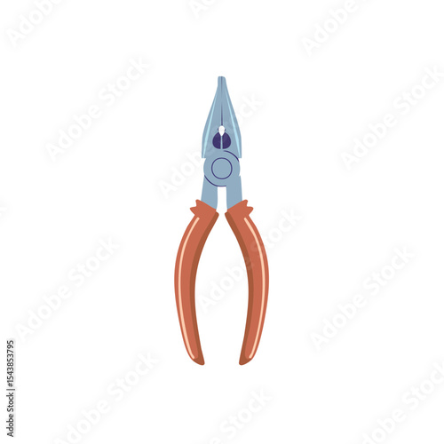 Illustration of needle nose pliers with red handles tool equipment repair work hardware isolated object drawing