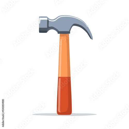 Isolated Illustration of Claw Hammer with Wooden Handle for Home Improvement Tasks
