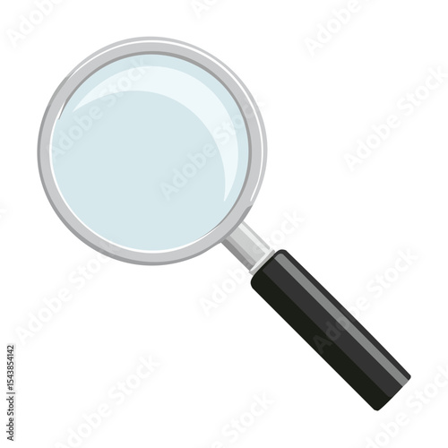 Classic Magnifying Glass with Silver Frame and Black Handle for Investigation