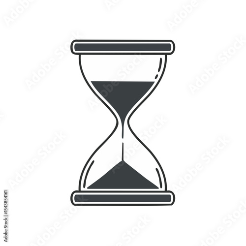 Stylized hourglass icon in black and white depicting time passage, deadline urgency, and countdown timer for projects