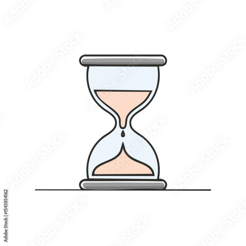 Hourglass icon illustration symbolizing time management, deadlines and measuring seconds passing in business work and life on black backdrop