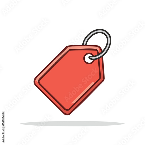 Red price tag dangling with metal ring over dark background for retail sales concept and marketing campaigns illustration