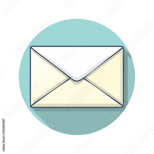 Illustrated envelope on circular background for email communication and postal mail message correspondence graphic icon